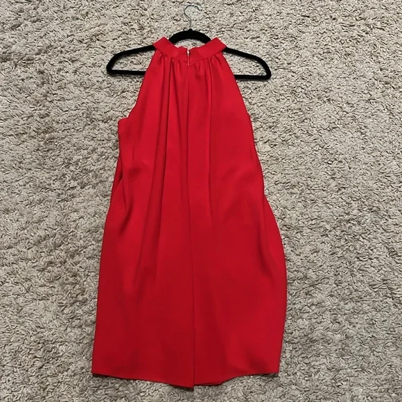 Badgley Mischka Mock-neck Crepe Swing Dress Size 4 Red